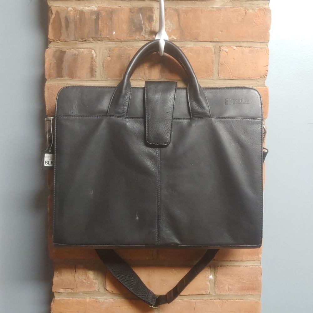 Derek Alexander Black Leather Laptop Bag/Business Case